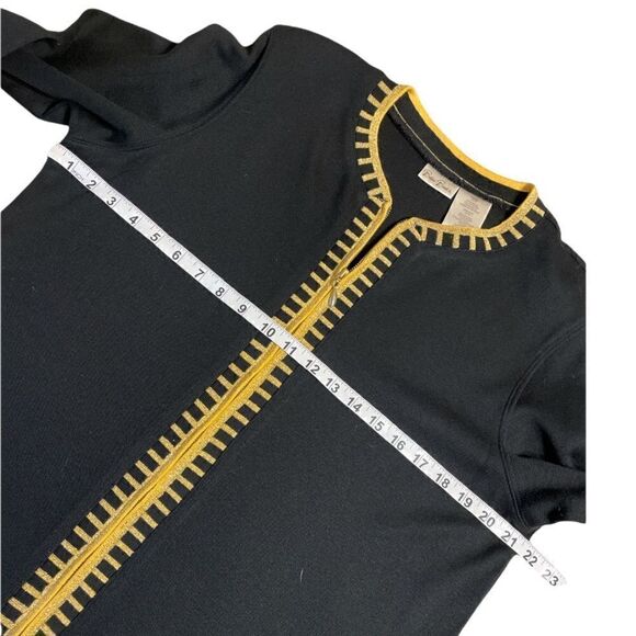 Vintage Bobbie Brooks Black with gold edging zip up cardigan sweater size Large - Picture 6 of 8
